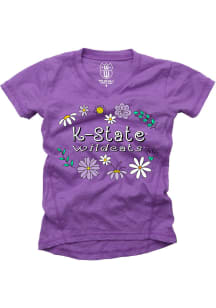 Wes and Willy K-State Wildcats Girls Purple Slub Floral Short Sleeve Tee