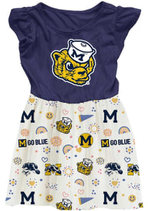 Wes and Willy Michigan Wolverines Toddler Girls Blue Princess Short Sleeve Dress