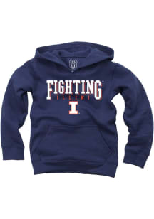 Wes and Willy Illinois Fighting Illini Boys Navy Blue Name Drop Long Sleeve Hooded Sweatshirt
