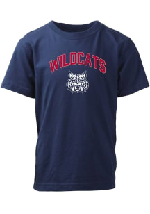 Wes and Willy Arizona Wildcats Boys Navy Blue Vintage Arch Mascot Short Sleeve T-Shirt