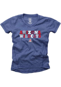 Wes and Willy Arizona Wildcats Girls Navy Blue Multi Font Short Sleeve Fashion T-Shirt