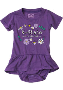 Wes and Willy K-State Wildcats Baby Purple Jersey Floral Short Sleeve One Piece