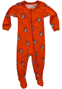 Wes and Willy Oklahoma State Cowboys Baby Orange All Over Footie Loungewear One Piece Pajamas