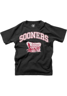 Wes and Willy Oklahoma Sooners Boys Black Jersey Vintage Arch Mascot Short Sleeve T-Shirt