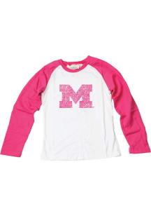 Wes and Willy Michigan Wolverines Girls Pink Sequin Raglan Long Sleeve T-shirt
