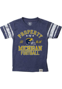 Wes and Willy Michigan Wolverines Toddler Blue Football Sleeve Stripe Short Sleeve T-Shirt
