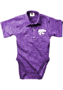 Wes and Willy K-State Wildcats Baby Purple Cloudy Yarn Short Sleeve One Piece Polo