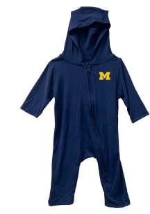 Wes and Willy Michigan Wolverines Baby Blue Sun Hood Long Sleeve One Piece