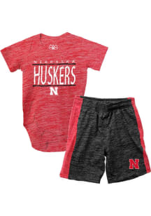Wes and Willy Nebraska Cornhuskers Infant Red Contrast Set Top and Bottom