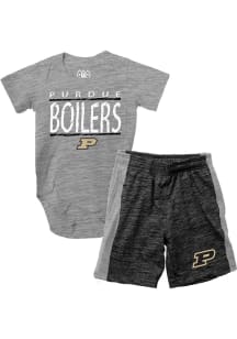 Wes and Willy Purdue Boilermakers Infant Black Contrast Set Top and Bottom