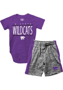 Wes and Willy K-State Wildcats Infant Purple Contrast Set Top and Bottom