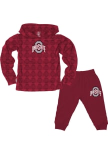 Wes and Willy Ohio State Buckeyes Infant Red All Over Print Set Top and Bottom