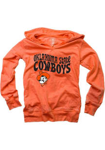 Wes and Willy Oklahoma State Cowboys Girls Orange Burn Out Long Sleeve Hooded Sweatshirt