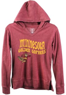 Wes and Willy Minnesota Golden Gophers Girls Maroon Burn Out Long Sleeve Hooded Sweatshirt