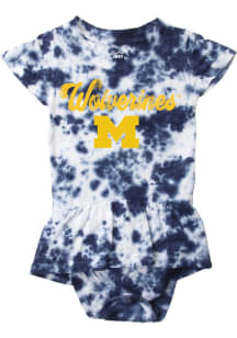 Wes and Willy Michigan Wolverines Baby Blue Tie Dye Flutter Sleeve Short Sleeve One Piece