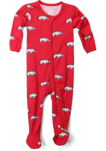 Wes and Willy Arkansas Razorbacks Baby Cardinal All Over Footie Loungewear One Piece Pajamas