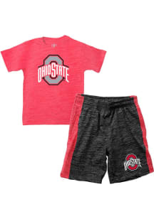 Wes and Willy Ohio State Buckeyes Boys Red Cloudy Yarn Shorts
