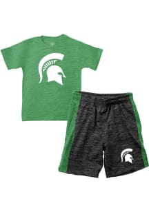 Wes and Willy Michigan State Spartans Boys Green Cloudy Yarn Shorts