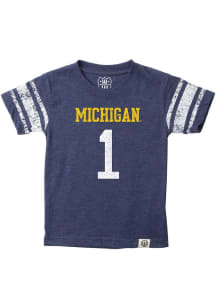 Wes and Willy Michigan Wolverines Boys Blue Football Jersey Short Sleeve T-Shirt