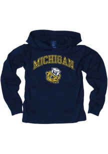 Wes and Willy Michigan Wolverines Youth Blue Knit Vintage Arch Long Sleeve Hoodie