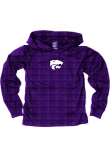 Wes and Willy K-State Wildcats Toddler Purple All Over Print Long Sleeve Hooded Sweatshirt