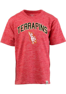 Wes and Willy Maryland Terrapins Youth Red Cloudy Yarn Short Sleeve Fashion T-Shirt