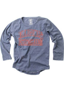Wes and Willy Illinois Fighting Illini Girls Navy Blue Hi Lo Long Sleeve T-shirt