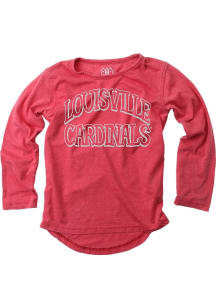 Wes and Willy Louisville Cardinals Girls Red Hi Lo Long Sleeve T-shirt