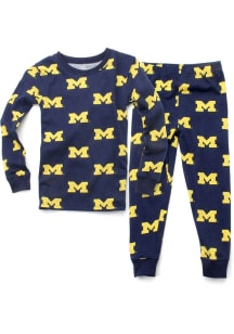 Wes and Willy Michigan Wolverines Boys All Over Print PJ Set - Blue