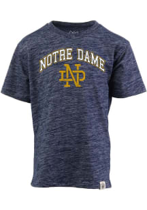 Wes and Willy Notre Dame Fighting Irish Toddler Navy Blue Cloudy Yarn Vintage Arch Short Sleeve T-..