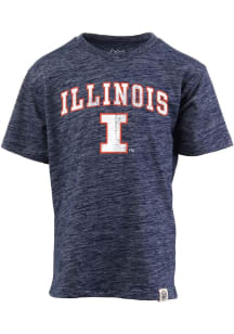 Wes and Willy Illinois Fighting Illini Toddler Navy Blue Cloudy Yarn Vintage Arch Short Sleeve T-S..