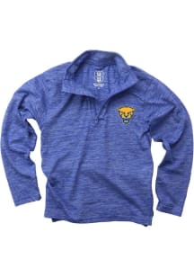 Wes and Willy Pitt Panthers Youth Blue Cloudy Yarn Long Sleeve Quarter Zip Shirt