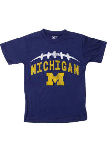 Wes and Willy Michigan Wolverines Youth Blue Football Arch Short Sleeve T-Shirt