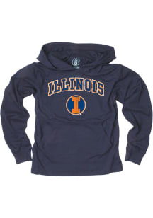 Wes and Willy Illinois Fighting Illini Boys Navy Blue Jersey Vintage Arch Mascot Long Sleeve Hoode..