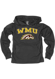 Wes and Willy Western Michigan Broncos Boys Black Jersey Vintage Arch Mascot Long Sleeve Hooded Sw..