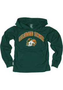 Wes and Willy Colorado State Rams Boys Green Jersey Vintage Arch Mascot Long Sleeve Hooded Sweatsh..
