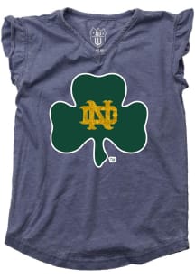 Wes and Willy Notre Dame Fighting Irish Toddler Girls Navy Blue Burn Out Ruffle Glitter Mascot Sho..
