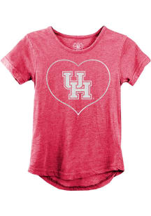 Wes and Willy Houston Cougars Girls Red Multi Font Short Sleeve Fashion T-Shirt
