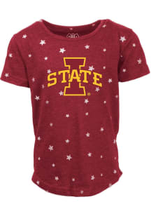 Wes and Willy Iowa State Cyclones Girls Cardinal Shimmer Short Sleeve Fashion T-Shirt