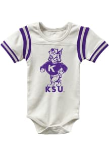 Wes and Willy K-State Wildcats Baby White Vault Raglan Short Sleeve One Piece