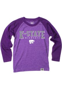 Wes and Willy K-State Wildcats Boys Purple Name Drop Raglan Long Sleeve T-Shirt