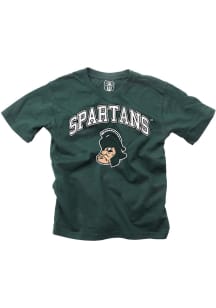 Wes and Willy Michigan State Spartans Youth Green Jersey Vintage Arch Mascot Short Sleeve T-Shirt