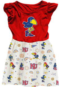 Wes and Willy Kansas Jayhawks Toddler Girls Red Princess Short Sleeve Dress