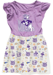 Wes and Willy K-State Wildcats Baby Girls Lavender Princess Short Sleeve Dress