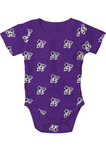 Wes and Willy K-State Wildcats Baby Purple All Over Print Willie Short Sleeve One Piece