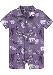 Wes and Willy K-State Wildcats Baby Purple Vintage Floral Short Sleeve One Piece Polo
