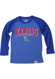 Wes and Willy Kansas Jayhawks Boys Blue Name Drop Raglan Long Sleeve T-Shirt