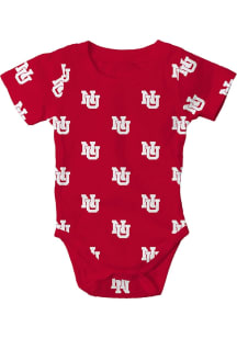 Wes and Willy Nebraska Cornhuskers Baby Red All Over Print Vault Short Sleeve One Piece