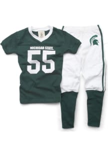Wes and Willy Michigan State Spartans Infant Green Football Set Top and Bottom