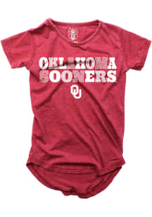 Wes and Willy Oklahoma Sooners Girls Cardinal Multi Font Short Sleeve Fashion T-Shirt